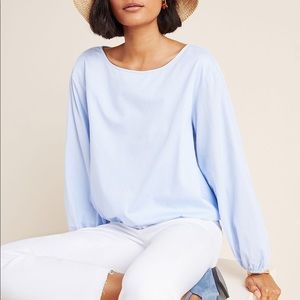 SOLD Anthropologie Dara Puff-Sleeved Poplin Blouse